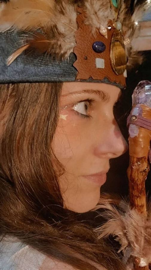 Michela with her handmade crystal wand