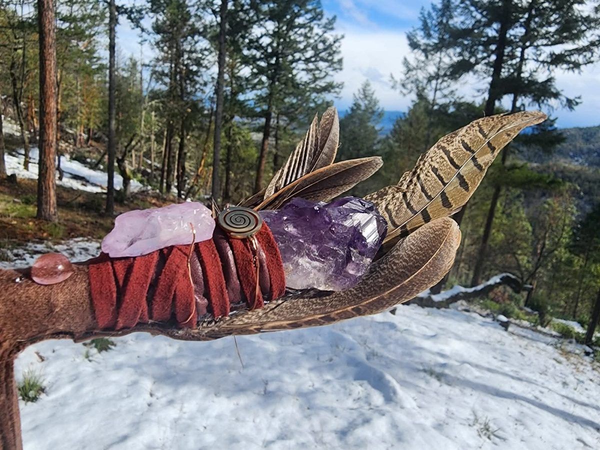 Amethyst wand in snow