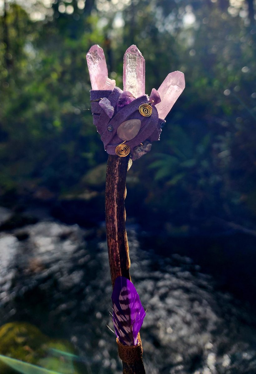 Rose quartz crystal wand