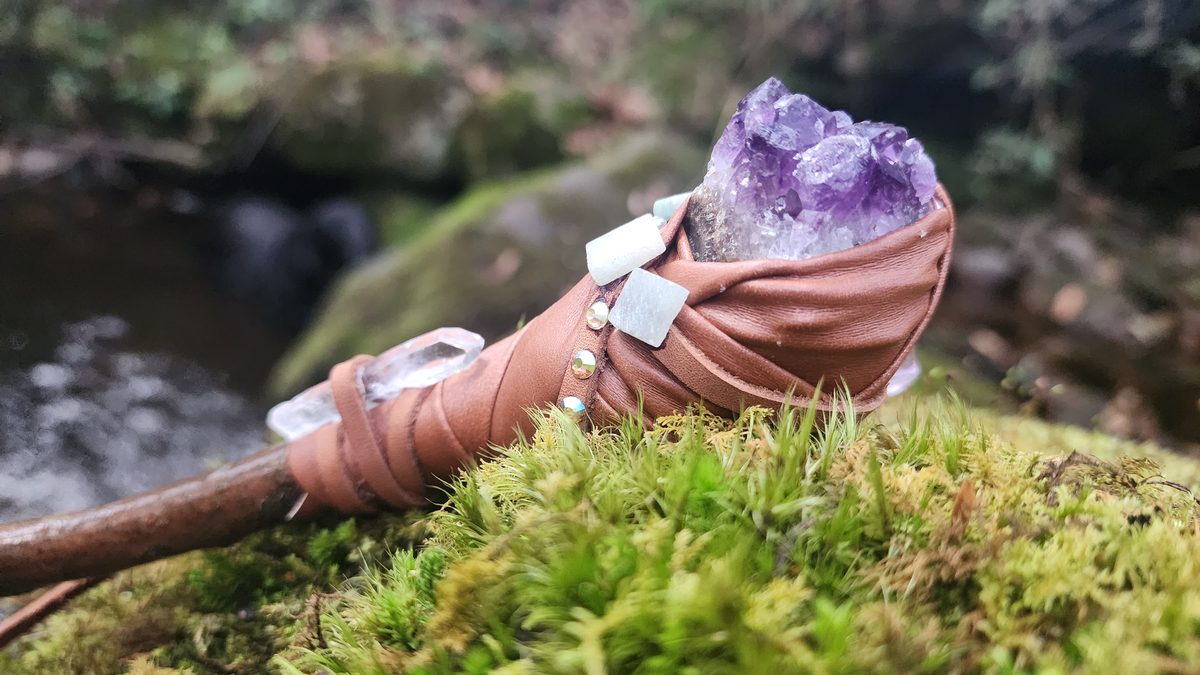 Amethyst cluster wand
